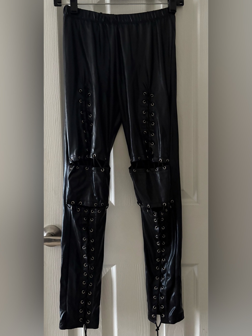 Faux Leather Lace Up Rocker Leggings. Glam. 80’s. Punk. Hair Metal. Halloween.